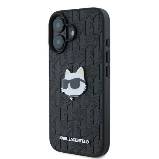 Karl Lagerfeld KLHCP16SPGKLCHPK iPhone 16 6.1" black hardcase Monogram Choupette Head Pin