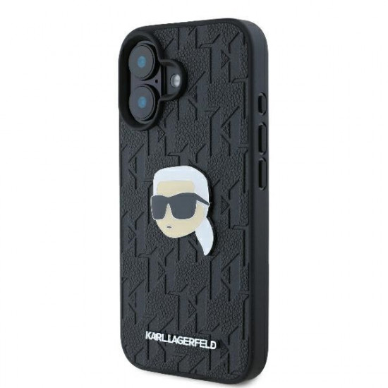 Karl Lagerfeld KLHCP16SPGKLKIPK iPhone 16 6.1" black hardcase Monogram Karl Head Pin