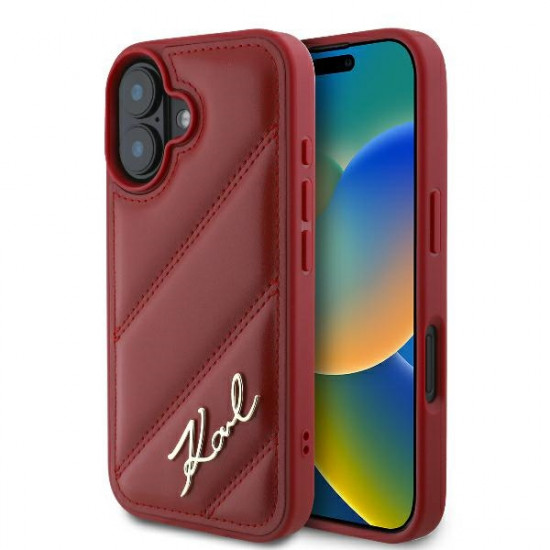 Karl Lagerfeld KLHCP16SPQDSMGR iPhone 16 6.1" red hardcase Quilted Signature