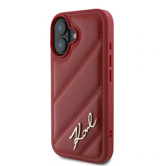 Karl Lagerfeld KLHCP16SPQDSMGR iPhone 16 6.1" red hardcase Quilted Signature