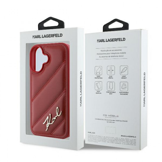 Karl Lagerfeld KLHCP16SPQDSMGR iPhone 16 6.1" red hardcase Quilted Signature