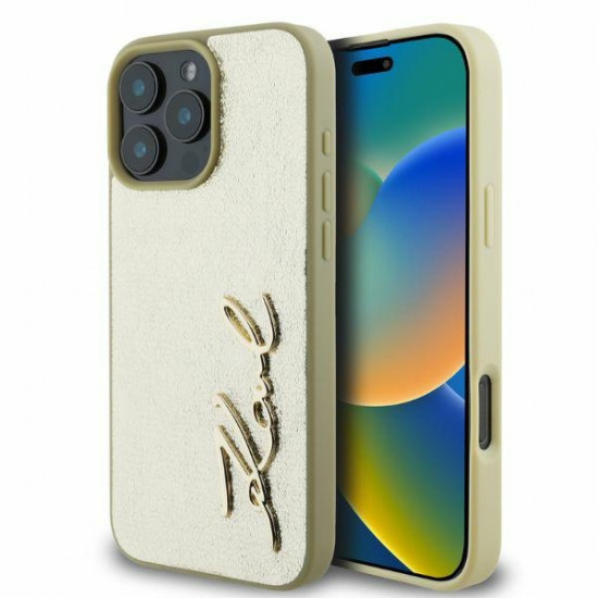 Karl Lagerfeld KLHCP16XPFMFBKMD iPhone 16 Pro Max 6.9" gold hardcase Metal Signature