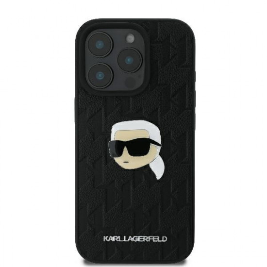 Karl Lagerfeld KLHCP16XPGKLKIPK iPhone 16 Pro Max 6.9" black hardcase Monogram Karl Head Pin