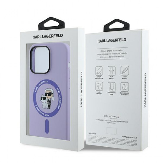 Karl Lagerfeld KLHMP14LSCMKCRHU iPhone 14 Pro 6.1" purple hardcase Silicone Karl&Choupette Heads Ring MagSafe