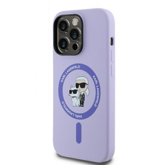 Karl Lagerfeld KLHMP14XSCMKCRHU iPhone 14 Pro Max 6.7" purpurowy/purple hardcase Silicone Karl&Choupette Heads Ring MagSafe