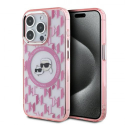 Karl Lagerfeld KLHMP15LHMCKMHP iPhone 15 Pro 6.1" pink IML Monogram Karl&Choupette Head MagSafe