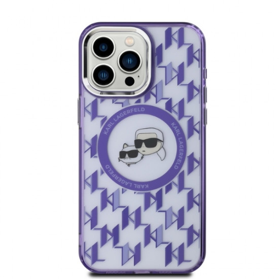 Karl Lagerfeld KLHMP15LHMCKMHU iPhone 15 Pro 6.1" purple IML Monogram Karl&Choupette Head MagSafe