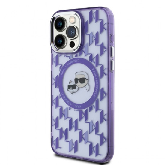 Karl Lagerfeld KLHMP15LHMCKMHU iPhone 15 Pro 6.1" purple IML Monogram Karl&Choupette Head MagSafe