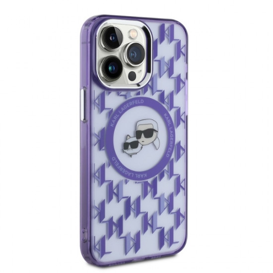 Karl Lagerfeld KLHMP15LHMCKMHU iPhone 15 Pro 6.1" purple IML Monogram Karl&Choupette Head MagSafe