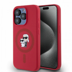 Karl Lagerfeld KLHMP15LSCMKCRHR iPhone 15 Pro 6.1" red hardcase Silicone Karl&Choupette Heads Ring MagSafe