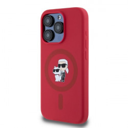 Karl Lagerfeld KLHMP15LSCMKCRHR iPhone 15 Pro 6.1" red hardcase Silicone Karl&Choupette Heads Ring MagSafe