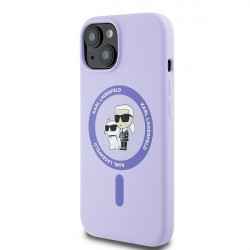 Karl Lagerfeld KLHMP15SSCMKCRHU iPhone 15 6.1" purple hardcase Silicone Karl&Choupette Heads Ring MagSafe