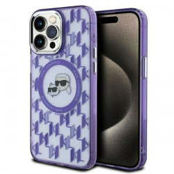 Karl Lagerfeld KLHMP15XHMCKMHU iPhone 15 Pro Max 6.7" purple IML Monogram Karl&Choupette Head MagSafe