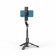 Techsuit  Selfie Stick (L12D)  Stable Tripod with Bluetooth Remote Control, 2x Detachable LED Light, 108cm  Black