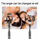 Techsuit  Selfie Stick (L12D)  Stable Tripod with Bluetooth Remote Control, 2x Detachable LED Light, 108cm  Black