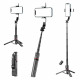 Techsuit  Selfie Stick (L12D)  Stable Tripod with Bluetooth Remote Control, 2x Detachable LED Light, 108cm  Black
