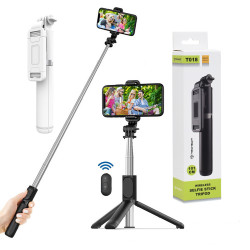 Techsuit  Selfie Stick (Q01)  with Bluetooth Remote Control and Stable Tripod Mount, 101cm  White