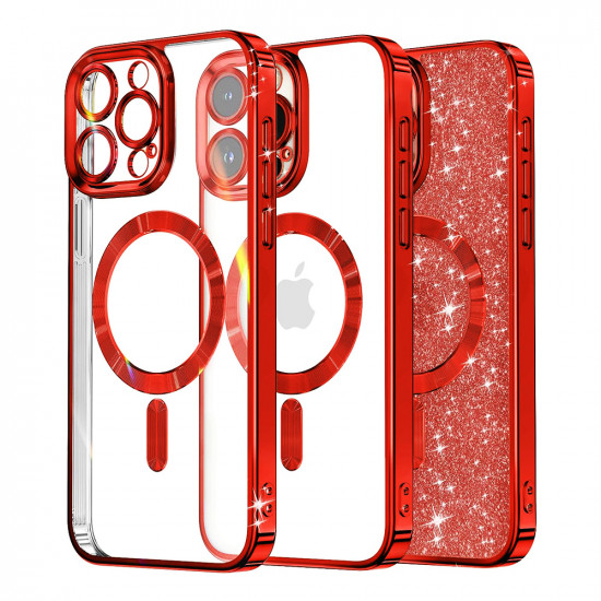Techsuit  Luxury Glitter MagSafe  iPhone 16 Pro  Red