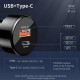 Techsuit  Car Charger Premium (TE P31)  USB QC3.0 18W, Type C PD30W, Total 48W, LED Light  Black