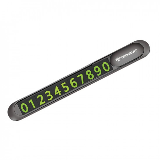 Techsuit  Premium Phone Number Plate (PNP1)  for Temporary Parking, Zinc Alloy  Black