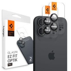 Spigen  Optik.tR EZ Fit Pro Camera Glass (2 pack)  iPhone 16 / iPhone 16 Plus  Black