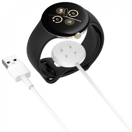 Techsuit  SmartWatch Wireless Charging Cable (THC5)  for Google Pixel Watch 3 (41mm, 45mm) / 2 / Fitbit Ace LTE, USB  White