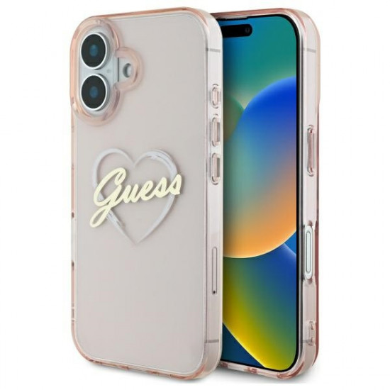 Guess GUHCP16SHCHGSPP iPhone 16 6.1" różowy/pink hardcase IML Heart