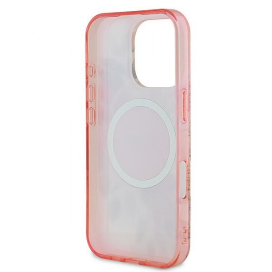 Guess GUHMP16LHFWBDCEP iPhone 16 Pro 6.3" różowy/pink hardcase IML Flower & Tonal Circle MagSafe