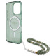 Guess GUHMP16LHGCRELSA iPhone 16 Pro 6.3" zielony/green hardcase IML Glitter With Pearl Strap MagSafe