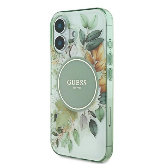 Guess GUHMP16MHFWBDCEN iPhone 16 Plus 6.7" zielony/green hardcase IML Flower & Tonal Circle MagSafe