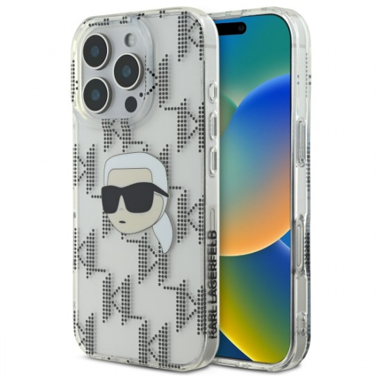 Karl Lagerfeld KLHCP16LHKLPKHT iPhone 16 Pro 6.3" przezroczysty/transparent hardcase IML Karl Head Electroplated