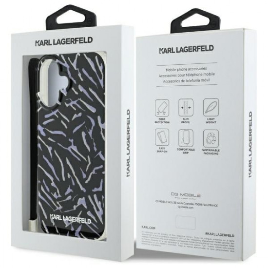 Karl Lagerfeld KLHCP16SHZBPKCCU iPhone 16 6.1" fioletowy/purple Zebra With Cord