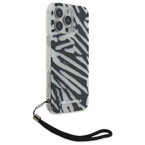 Karl Lagerfeld KLHCP16XHZBPKCCK iPhone 16 Pro Max 6.9" czarny/black hardcase IML Zebra Pattern & Cord