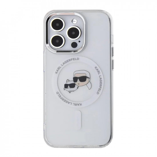 Karl Lagerfeld KLHMP14LHLSKCH iPhone 14 Pro 6.1" biały/white hardcase IML Metal Karl&Choupette Head MagSafe