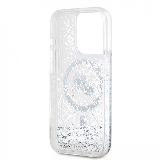 Karl Lagerfeld KLHMP15LLGKCSGH iPhone 15 Pro 6.1" hardcase transparent Liquid Glitter Karl&Choupette Head Magsafe