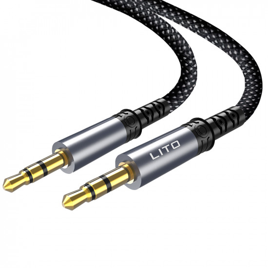 Lito  Audio Cable Adapter (LA01)  Jack to Jack 3.5mm, Hi Fi, 24k Gold plated Contacts, Nylon braided, 1m  Black