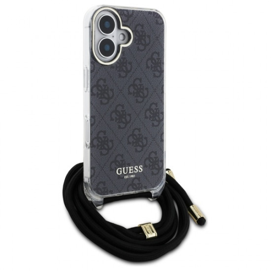 Guess GUHCP16SHC4SEK iPhone 16 6.1"       czarny/black hardcase Crossbody Cord 4G Print