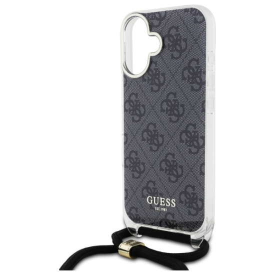 Guess GUHCP16SHC4SEK iPhone 16 6.1"       czarny/black hardcase Crossbody Cord 4G Print