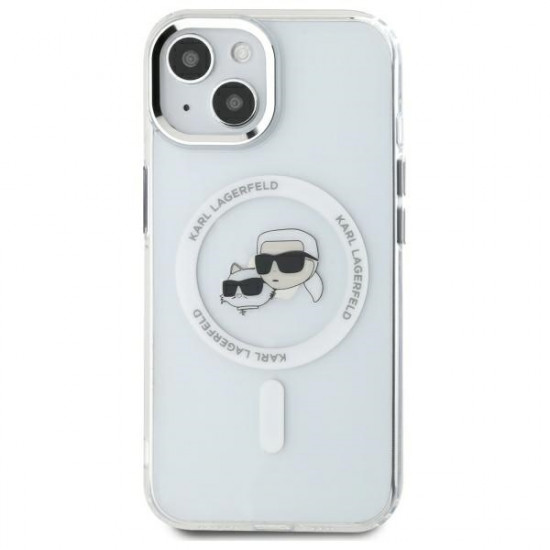 Karl Lagerfeld KLHMP14SHLSKCH iPhone 14   6.1" biały/white hardcase IML Metal Karl&Choupette Head MagSafe