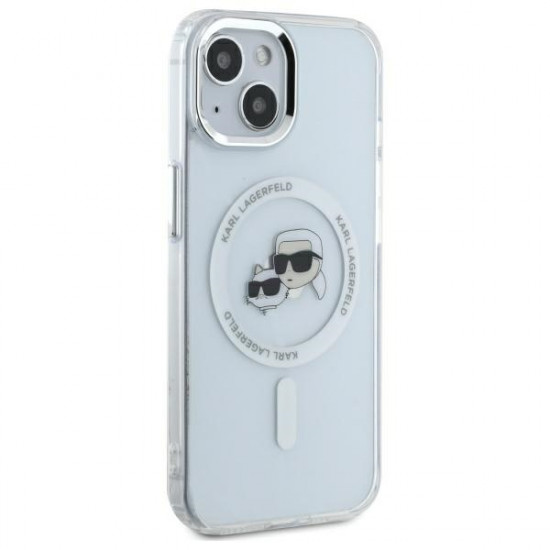 Karl Lagerfeld KLHMP14SHLSKCH iPhone 14   6.1" biały/white hardcase IML Metal Karl&Choupette Head MagSafe