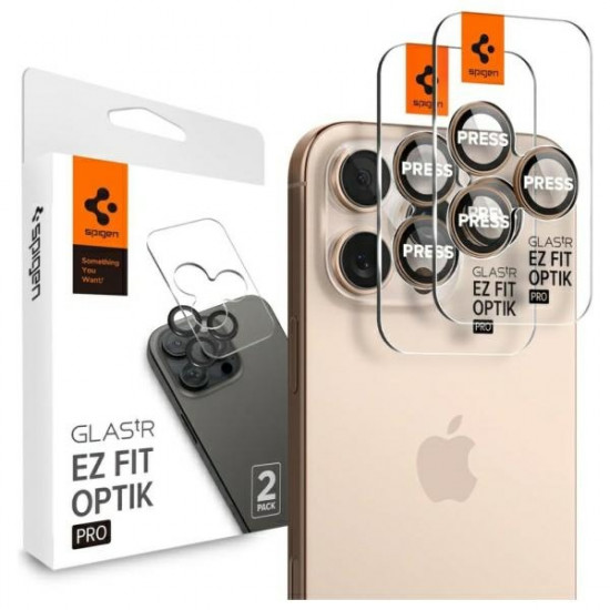 SPIGEN OPTIK PRO GLAS.TR EZ FIT Iphone    16 Pro/Pro Max 2szt./2pcs desert titanium AGL08862