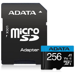 Adata  Memory Card (AUSDX256GUICL10A1 RA1)  MicroSDXC, Class 10, UHS I U1, 256GB, Read 100MB/s, Write 25MB/s  Black Adata  Memory Card (AUSDX256GUICL10A1 RA1)  MicroSDXC, Class 10, UHS I U1, 256GB, Read 100MB/s, Write 25MB/s  Black