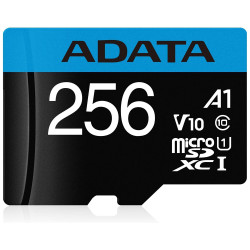 Adata  Memory Card (AUSDX256GUICL10A1 RA1)  MicroSDXC, Class 10, UHS I U1, 256GB, Read 100MB/s, Write 25MB/s  Black Adata  Memory Card (AUSDX256GUICL10A1 RA1)  MicroSDXC, Class 10, UHS I U1, 256GB, Read 100MB/s, Write 25MB/s  Black