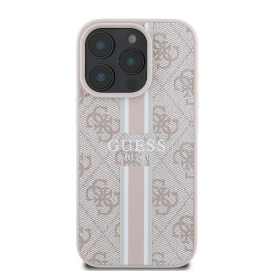 Guess GUHMP16LP4RPSP iPhone 16 Pro 6.3" pink hardcase 4G Printed Stripes MagSafe