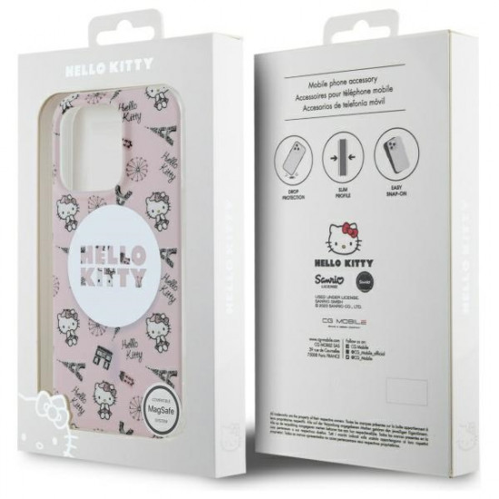 Hello Kitty HKHMP16LHAOPP iPhone 16 Pro 6,3" pink hardcase IML All Over Paris Magsafe