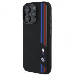 BMW BMHMP16X23SCUK iPhone 16 Pro Max  6.9" black hardcase Silicone Cut Tricolor Lines MagSafe