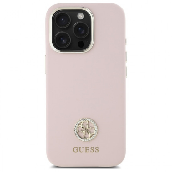 Guess GUHCP16LM4DGPP iPhone 16 Pro 6.3" jasnopink hardcase Silicone Logo Strass 4G