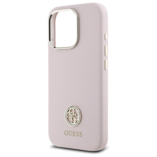 Guess GUHCP16LM4DGPP iPhone 16 Pro 6.3" jasnopink hardcase Silicone Logo Strass 4G