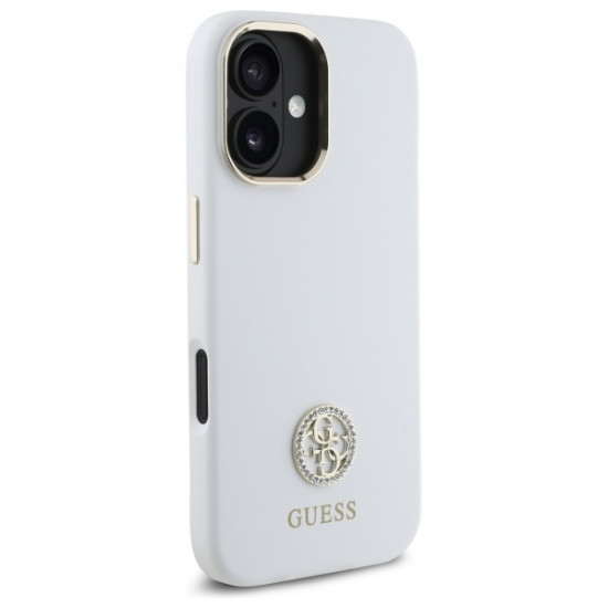 Guess GUHCP16SM4DGPH iPhone 16 6.1" white hardcase Silicone Logo Strass 4G