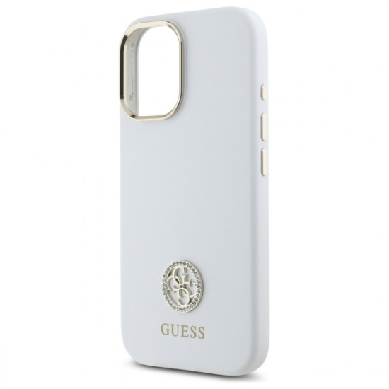 Guess GUHCP16SM4DGPH iPhone 16 6.1" white hardcase Silicone Logo Strass 4G